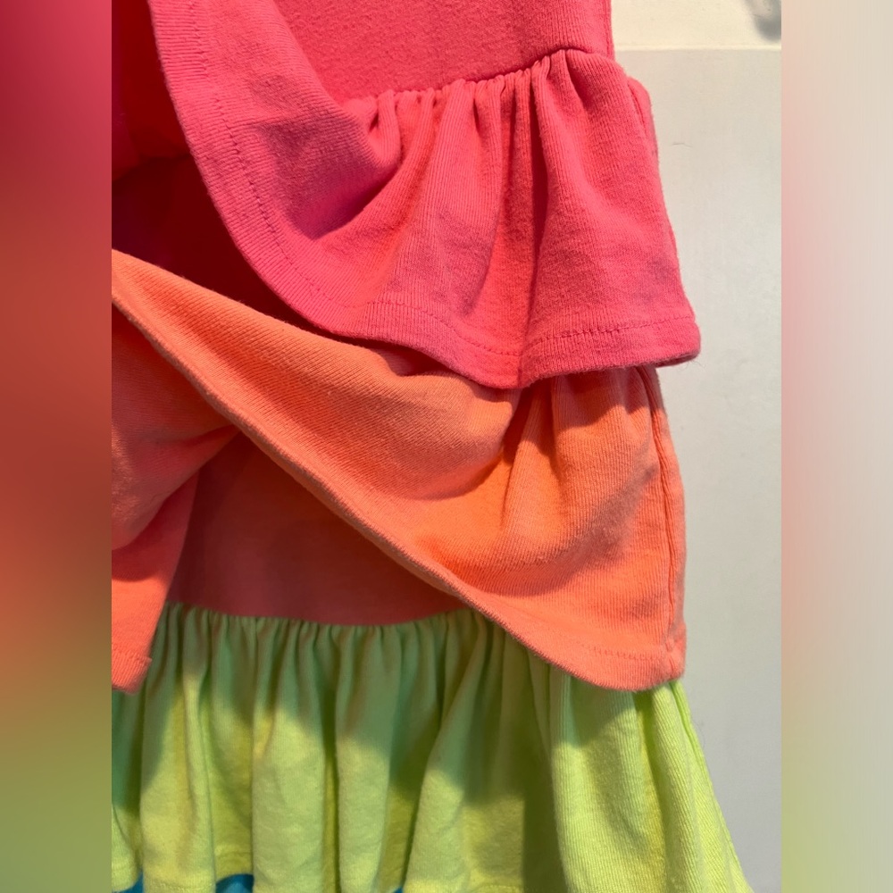 GYMBOREE Colorful Ruffle Tiered Dress 💗🧡💚🩵 Colorblock, Ruffle Straps - Picture 4 of 7